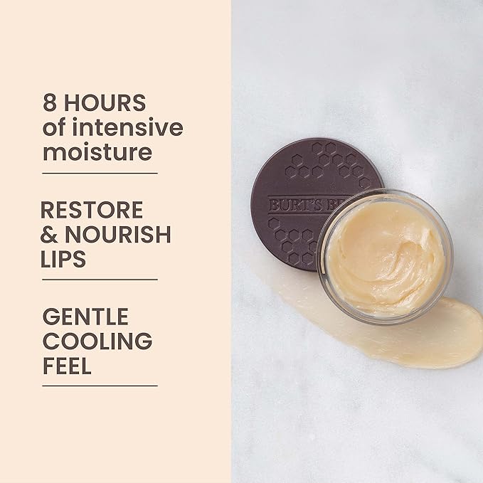 Burt's Bees Original Overnight Intensive Lip Treatment, Moisturizing, Restorative, Reduces Fine Lines, Vitamin E, Ceramides Oils, Natural Origin Lip Care, 0.25 Oz.