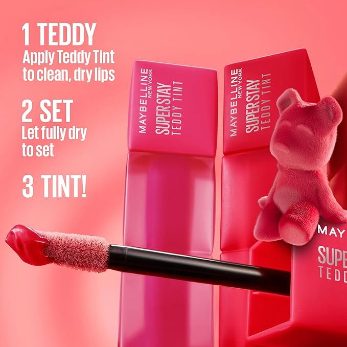 MAYBELLINE Super Stay Teddy Lip Tint, Long Lasting Matte Lipstick For Up To 12HR Wear, Petalcore, 1 Count