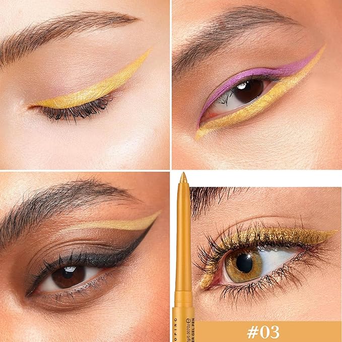 Gold Eyeliner Retractable Gold Glitter Eyeliner Pencil Waterproof Long Lasting Smudge-proof Hypoallergenic #03