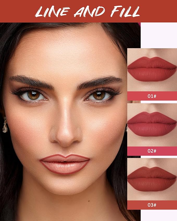 Peel Off Lip Tint Stain Set-3Pcs Pink Rose Tattoo Lip Liner Stain with Matte Finish,Lip Gloss Longlasting Waterproof Nonstick Tinted Colored Lipliner Lipstain,Lip Makeup Gift Kit for Girl Women