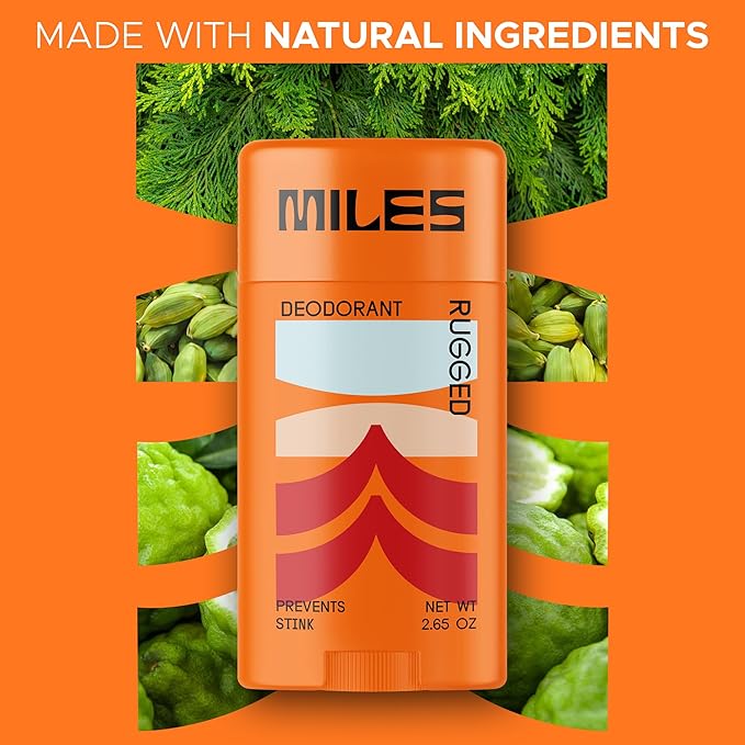 Miles Kids Deodorant for Boys and Girls - Aluminum Free Deodorant for Kids and Teens, Natural, Hypoallergenic, Made in USA - Rugged Scent, 2-Pack