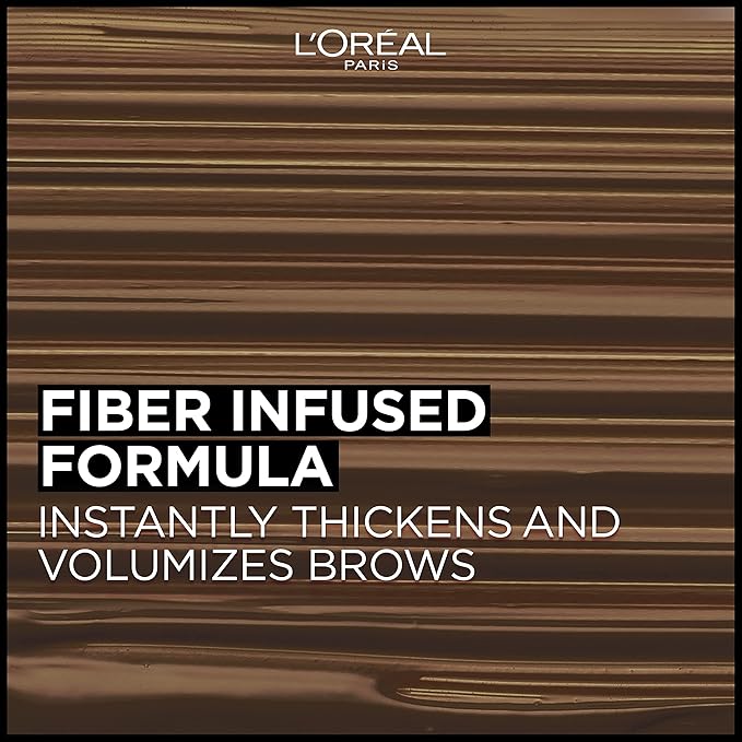 L'Oreal Paris Infallible Volumizing 24H Wear Brow Mascara, Long Lasting Eyebrow Makeup for 2X Fuller Eyebrows, 5.0 Brunette, 0.13 Fl Oz