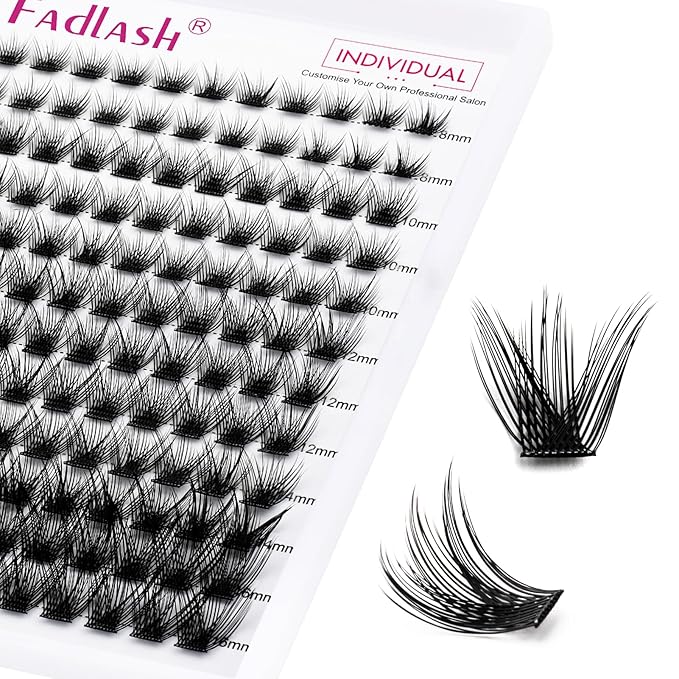 Lash Clusters DIY Eyelash Extensions 144 Clusters Lashes D Curl 0.07 Natural Individual Lash Extensions Mixed Tray False Eyelashes Soft & Strong Thin Band DIY at Home (F31-0.07D, 8-16mm)