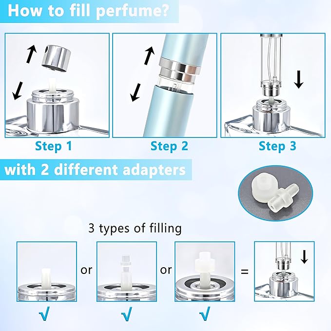 Travel Refillable Perfume Atomizer Bottle 2-Pack 5ml Leakproof Travel Perfume Refillable Bottle (Gray & Gray)