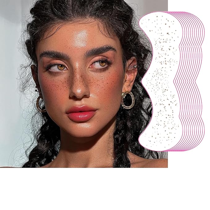 Glitter Freckles Face Tattoo, 12 Sheet Brown Face Glitter Waterproof Freckles, Makeup Patches, Face Tattoos for Women