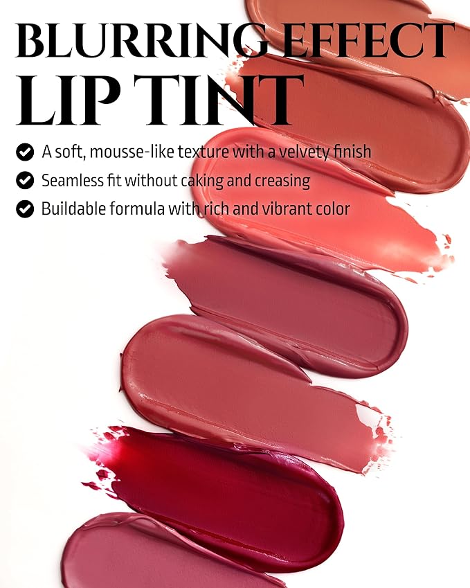 HEVVYMAKEUP Blurring Effect Lip Tint - Airy Velvet Matte Lips - Vegan, Longwear, Vibrant, Buildable Creamy Soft Texture - Korean Lip Makeup, Dear Sorbet, 0.13 fl.oz.