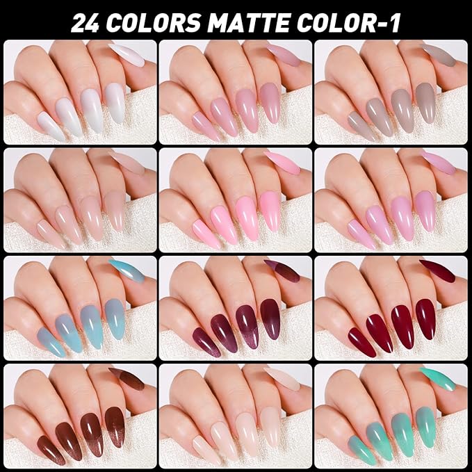 Press on Nails, 24 Colors 576PCS Medium Almond False Nails with 12 Sizes, Full Cover Press on Nails for Women, Lightweight Matte Natural Fake Nails for Nail Art Design