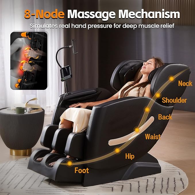 Massage chair full body, Zero Gravity Massage Chair with 10 Fixed Rollers, Shiatsu Massage Recliner Chair 2025, 6 Auto Mode, Airbags, Heating, Touch Screen Controller, Pain Relief Deep Tissue