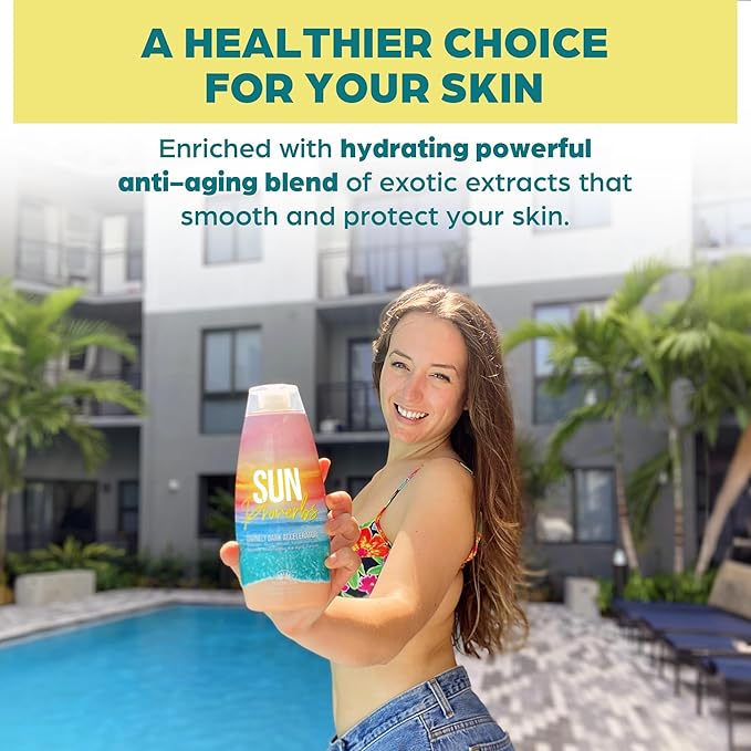 Sun Proverbs, Tanning Bed Lotion, Dark Tan Accelerator, Outdoor Indoor Tanning Lotion without Bronzer, No DHA White Tanning Lotion, Natural Bronzing Coconut Sun Kissed Lotion, by Elegant Sun