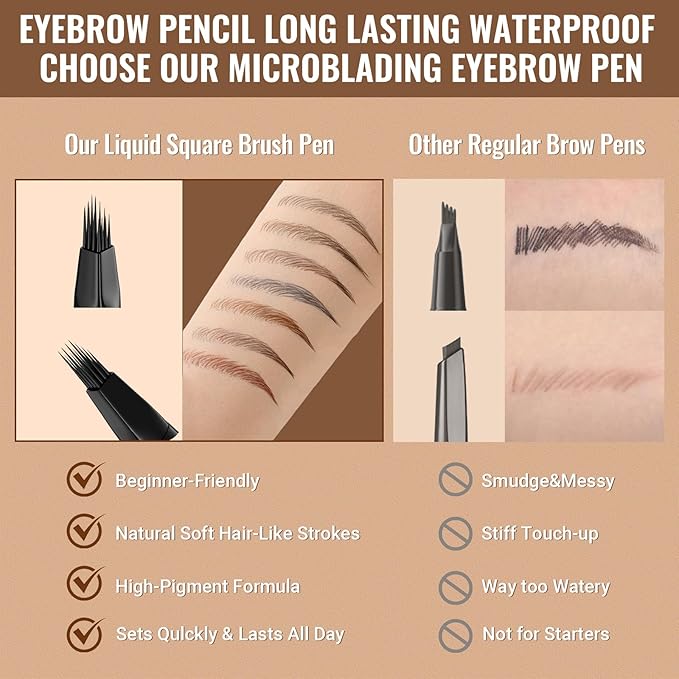 iMethod Eyebrow Pen - Eyebrow Pencil,2-in-1 Eyeliner Dual-Ended Microblading Eyebrow Pencil Long Lasting Waterproof Hair-Like Brow Pencil,with Eyebrow Brush,Eyebrow Pencils for Women,Black