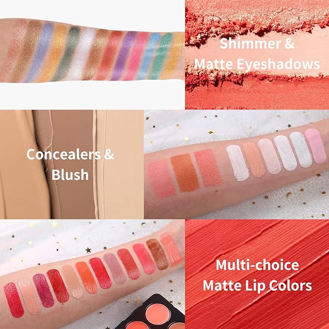 Makeup Gift Set For Women Girls, All in One Full Makeup Kit with Eyeshadow, Lip Gloss, Concealer, Blush, Contour, Highlighter Face Brushes Liquid Lipsticks Eyebrow Pen Eyeliner Pencil Sponge