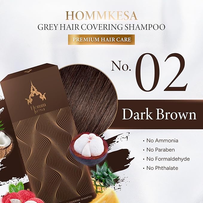 Grey Hair Covering Shampoo (6 Packet) – Premium 3-in-1 Hair Dye Shampoo For Grey Hair (Dark Brown)