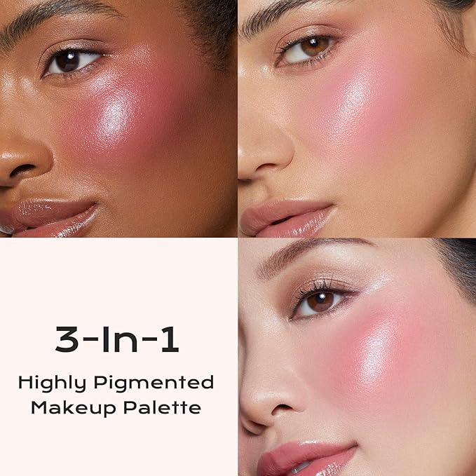 Color Nymph Ultra-Creamy Highlighter Blush Bronzer Stackable Makeup Palette | 3-IN-1 Multiuse Long-Lasting & Shimmer Power, Travel-Friendly Makeup Kits | Vegan & Cruelty-Free - Starlit Glow