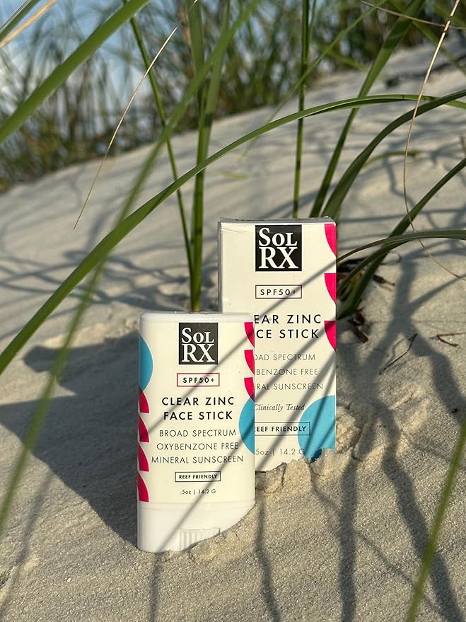 SolRX MINERAL SPF 50 Sunscreen Stick for Face - Zinc Oxide Sunsceen Stick, Clear, Non-Greasy (Pack of 2)