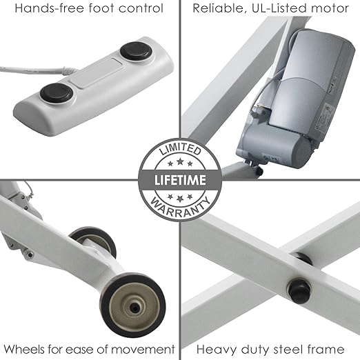 EarthLite Ellora Electric Lift Massage Table, Flat Table Top, Made in USA, 30" x 73, Black