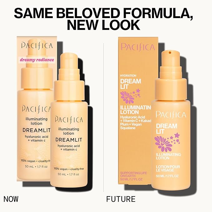 Pacifica Dreamlit Illuminating Facial Lotion – Vitamin C & Niacinamide Brightening Moisturizer for Radiant Glow - Natural Dewy Finish Hydrates & Minimizes Pores - Lightweight Daily Face Cream, Vegan