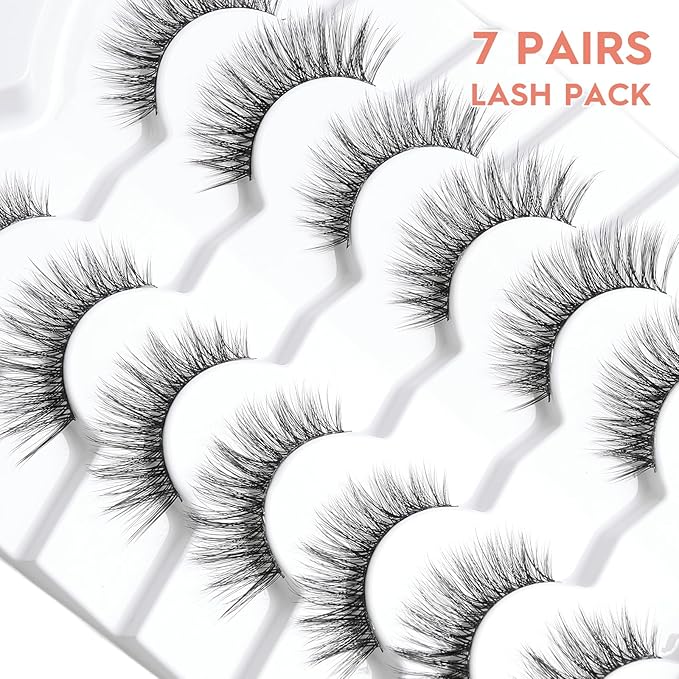 Lashes Cat Eye 15mm False Eyelashes Natural Lashes Strips Thin Band Wispy Lash Pack 3D Volume Fake Eyelash Curly 7 Pair Siligli