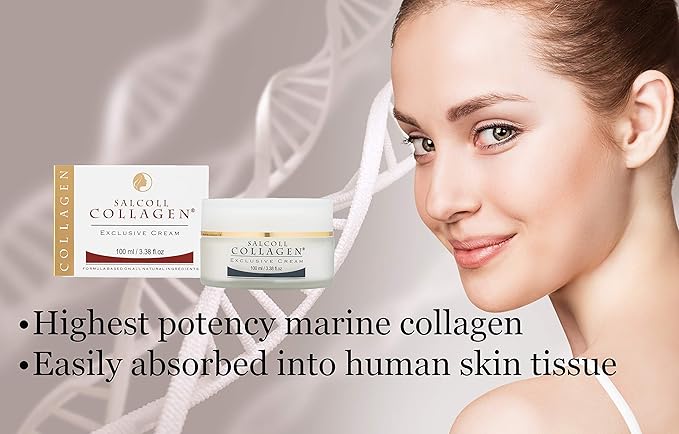 Salcoll Collagen - Anti-Aging Marine Collagen Face Cream - Firming Moisturizer for Fine Lines & Wrinkles, Day & Night Treatment, All Skin Types, 100 ml. Jar