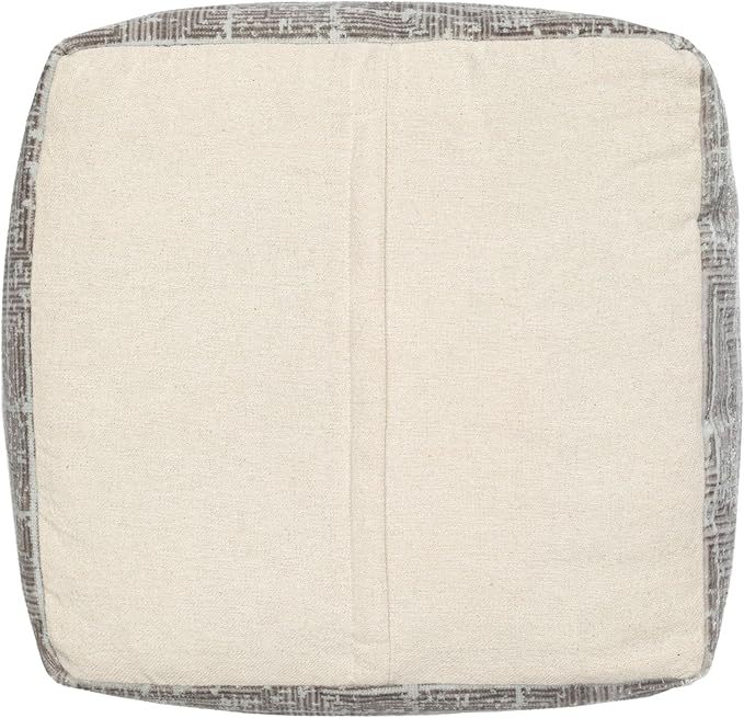 LR Home Transitional Distressed Geometric Gray/Ivory Polyester Blend Cube Pouf for Home Decor | Indoor Foot Rest for Living Room & Bedroom | 18 x 18 x 18 Stuffed Ottoman for Seating