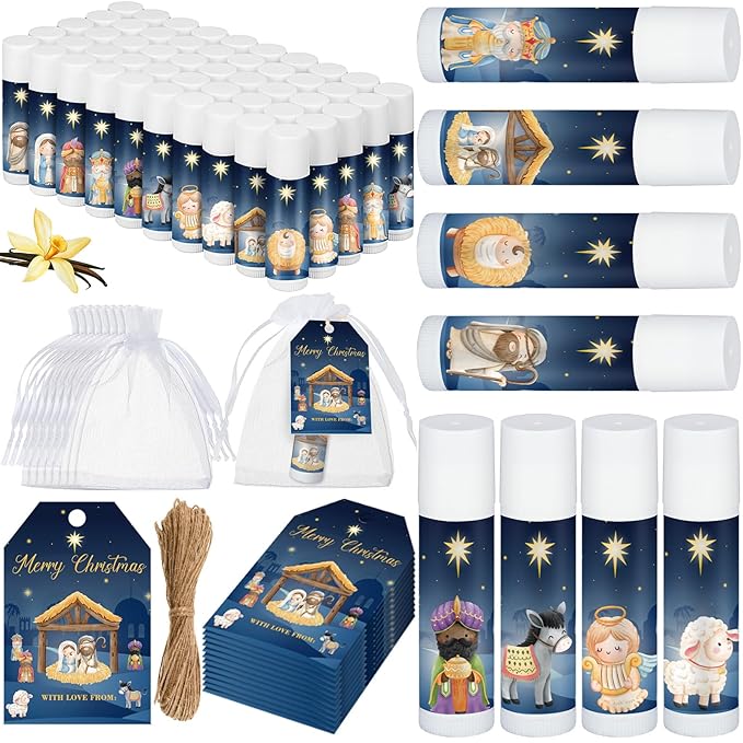 Dunzy 50 Sets Nativity Lip Balm Supplies