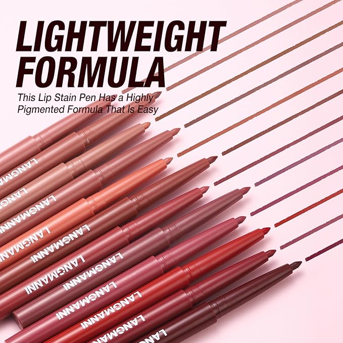 Jolilab Matte Lip Liner Set, Lip Makeup Set Natural Smooth Long-Lasting And Hydrating Beauty Daily Cosmetics Gift for Girls Easy-to-Use(12pcs