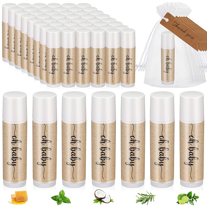 50 Sets Baby Shower Lip Balm Supplies