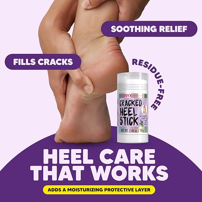 Onyx Professional Cracked Heel Repair Balm Stick, Lavender Scent, 1 Pack - Dry Heels Dry Cracked Feet Treatment, Moisturizing Heel Balm Rolls On, No Mess Like Foot Cream or Foot Lotion
