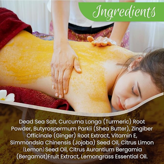AMVital Turmeric Body Scrub - Handmade Natural Scrub For Body, Face, Hand, and Foot - Natural Skincare Body Scrub For Women - Suitable for All Skin Types (7.8oz)