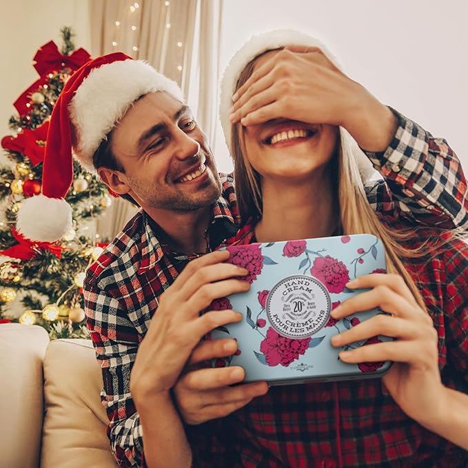 La Chatelaine 20% Shea Butter Hand Cream Travel Size Tin, Gift Set for Women, Nourishing Hand-Care Set for Holiday (Coconut Milk, Shea, Lychee Cranberry)