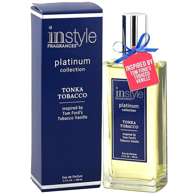 Instyle Fragrances, Platinum Collection, Tonka Tobacco, Inspired by Tom Ford's Tobacco Vanille, Unisex Eau de Parfum, CLEAN, Vegan, Paraben-Free, Never Tested on Animals, 3.4 Fluid Ounces