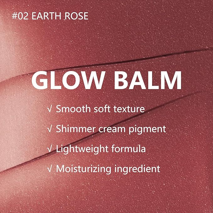 KYDA Miracle Glow Balm, Glow Tinted Blush Balm, Multiuse Face Balm for Cheek Lips Eyes, Hydrating Cream Blush, Blendable Lightweight, Shimmer Blusher, Earth Rose, 1.76 oz