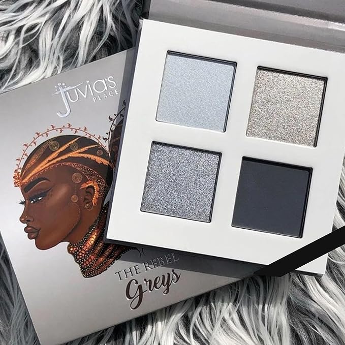Juvia's Place Rebel Quad Grey Eyeshadow Palette - Professional Eye Makeup, Pigmented Eyeshadow Palette, Makeup Palette for Eye Color & Shine, Pressed Eyeshadow Cosmetics, Shades of 4