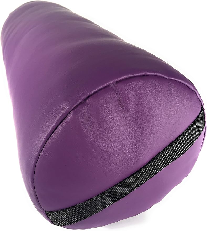 Fluffy Massage Bolster Pillow by NRG - 8"W x 26"L Full Round Massage/Spa Table Bolster with Carrying Strap - Supports Neck, Knees or Ankles - PVC Free Vinyl Upholstery - CFC Free Foam - Color: Purple