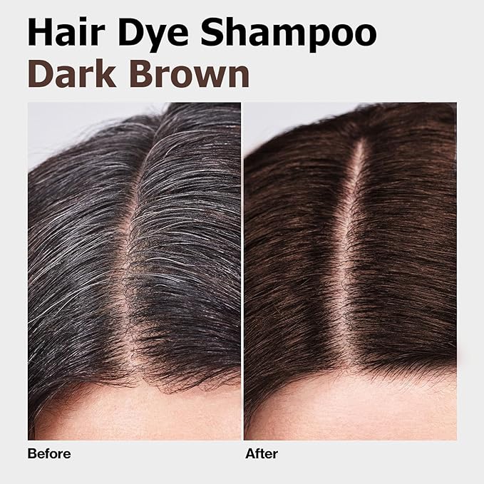 Hair Dye Shampoo, Gray Hair Coverage Dye Shampoo, Hair Color Shampoo for All Hair Types, Champu Para Canas, Suitable for Home and Salon (Dark Brown)
