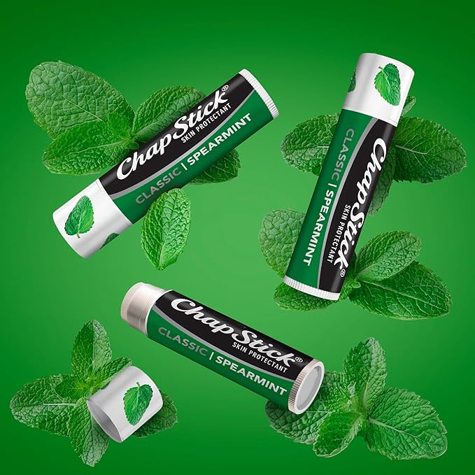 ChapStick Bulk Lip Balm, Classic Spearmint 12-Pack – Cool & Refreshing Lip Moisturizer for Dry Lips, 0.15 Oz Ea