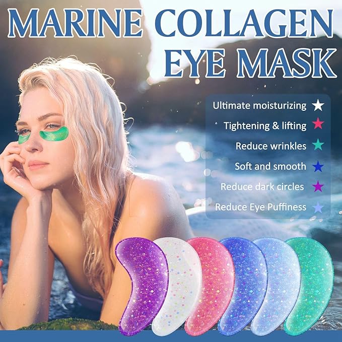 Under Eye Patches For Dark Circles, 12 Pairs Collagen Eye Patches, Natural Marine Collagen Under Eye Patches, Dark Circle Eye Patches, Undereye Mask For Dark Circles, Wrinkles & Eye Bags