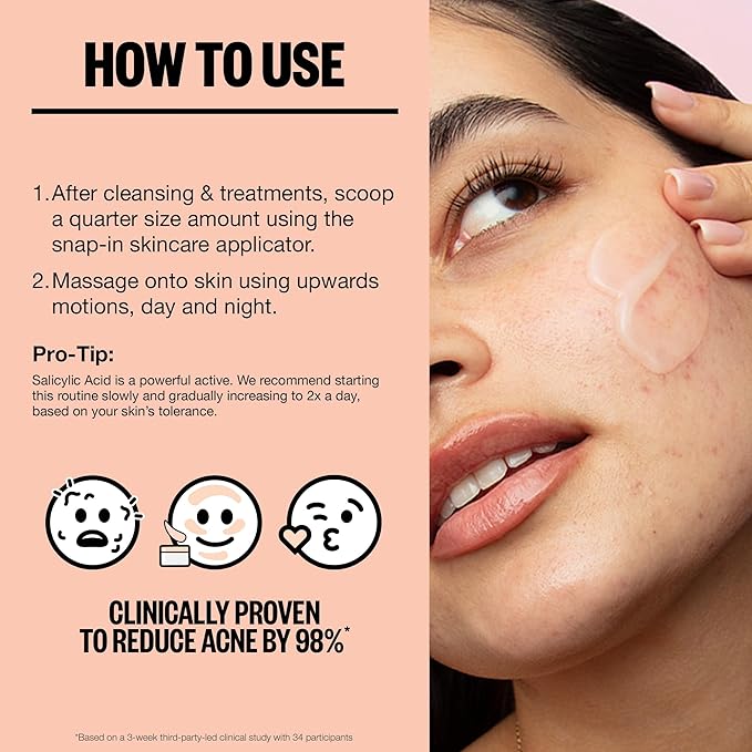 PEACE OUT Skincare Acne Gel Moisturizer, For Daily Facial Use with Salicylic Acid & Niacinamide, Boost Hydration and Help Prevent Acne & Blackheads, for Men & Women, 1.69 fl oz