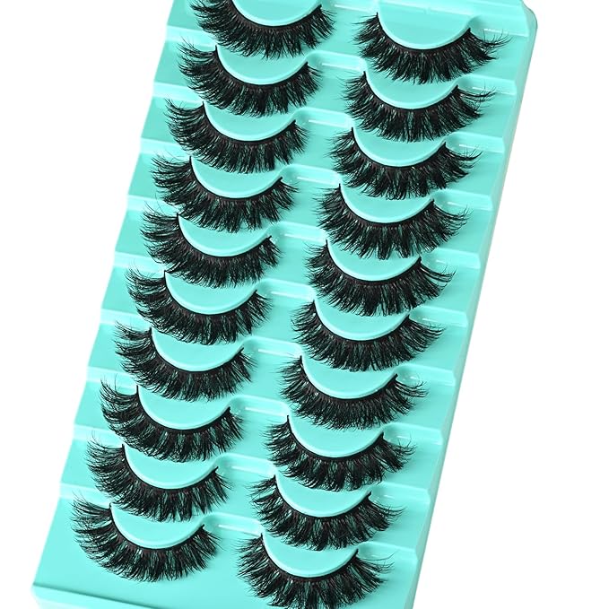 Lashes Volume Mink Eyelashes 10 Pairs Cateye Lash Strips Wispy Cat Eye Lashes Natural Look Short Thick Fluffy False Strip Eyelash Full Small Fake Lashes Pack Black Pestañas Postizas for Women