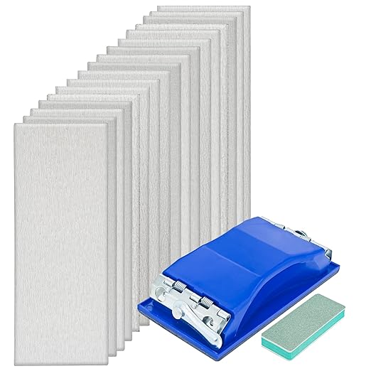 Dry Sandpaper Set,45 Sheets of 120 to 1000 Grit Sandpaper with Sanding Block Sander for Wood Furniture Finishing Metal Automotive Sanding Polishing