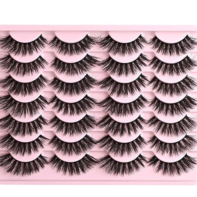FARRED Cat Eye Lashes Fluffy False Eyelashes 14 Pairs Fake Eyelashes Natural Look Short Natural Lashes Cateye Lash Wispy Volume Eyelash Faux Mink Strip Lashes Pack for Daily Makeup (F27 | 9-17mm)