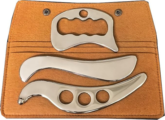 Gua sha Tool gua sha Stainless Steel iastm Tool Gussha Massage Tool Muscle Scraping Tool for Soft Tissue Therapy and Reduce Arms,Back, Legs, Neck Muscle Pain(SANSHESAN)………