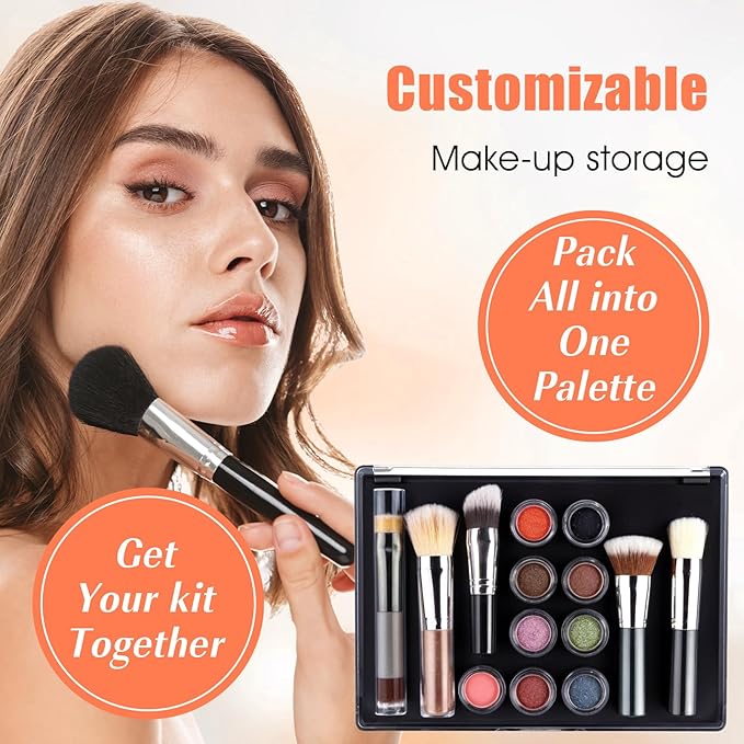 4 Pack Small Magnetic Makeup Palette with Clear Top, Empty Eyeshadow Pan Dispensing Storage Box for DIY Cosmetics Lipstick Blush Powder - 7.7"X4.3"