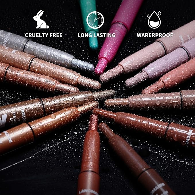 LANGMANNI Eyeshadow Stick, 6 PCS Waterproof Multi-Color Eyeshadow Pen Set, Creamy Long-Lasting Eye Makeup Kit, Natural & Shimmer Shades Contour Stick, Perfect Gifts For Women (#C)