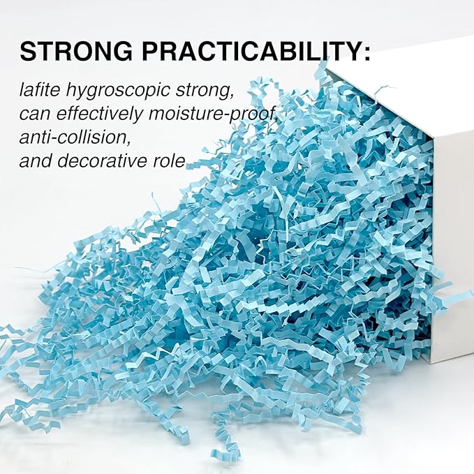 200g(7oz) Crinkle Paper Filler, Gift Box Baskets for Easter, Birthday, Wedding, Decoration(Light Blue)