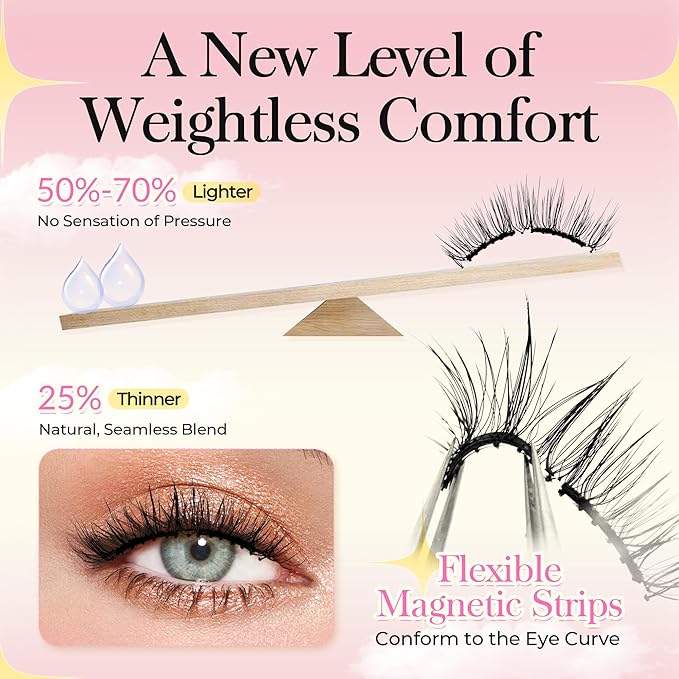 Bepholan Soft Magnetic Eyelashes with Applicator Reusable Upgrade Magnetic Lashes Natural Look No Glue Needed Easy to Wear and Remove(RC25)