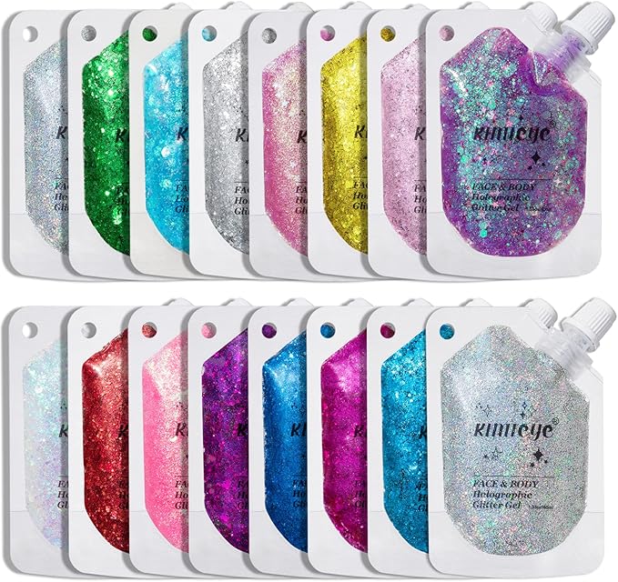 Holographic Face Glitter Gel Body Shimmer Makeup for for Hair, Face, Clavicle, Arm, Nail, Eyeshadow, Long Lasting Waterproof Mermaid Sequins Party Glitter for Rave Festival, 1.35oz (Illusion Purple#3)