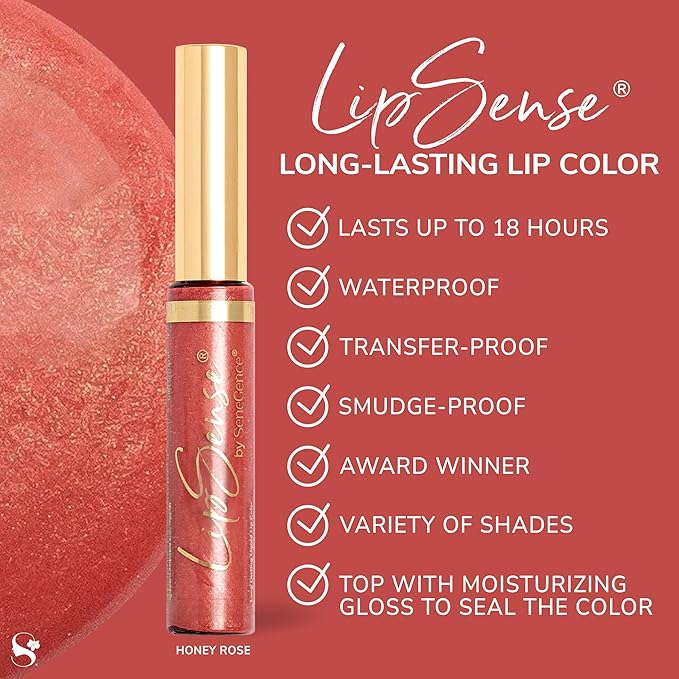 SeneGence LipSense Honey Rose Liquid Lipstick and Glossy Clear Lip Gloss Duo – 18HR Wear, Hydrating, Waterproof, Transfer-Proof