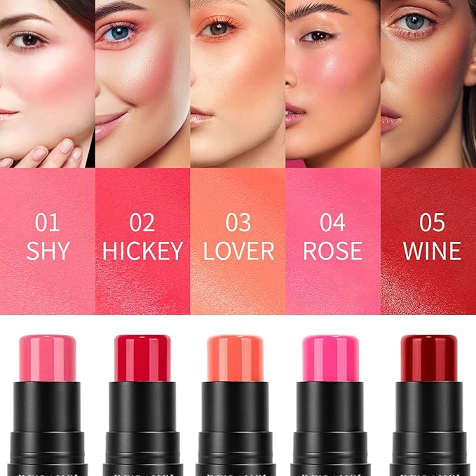 Creamy Blush Stick With Brush for Mature Skin/Lip/Eyes,Lightweight