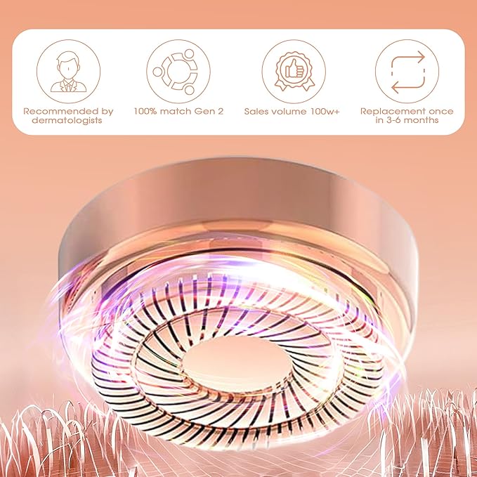 Replacement Heads for Flawless Hair Remover Gen 2, 18k Gold Facial Hair Remover Replacement Head with Compartment Storage Box, Women Painless Replacement Blades fit Finishing Touch Flawless