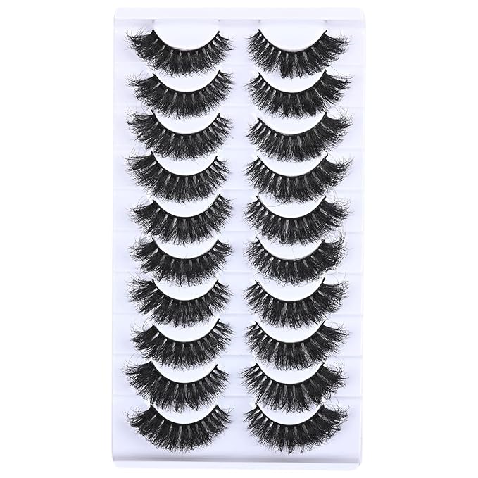 FARRED Short Lashes Fluffy Wispy Eyelashes Natural Mink Curly Lash that Looks Like Extensions 16mm Dramatic Russian Cat Eye Lashes Pack Small Curled Pestañas